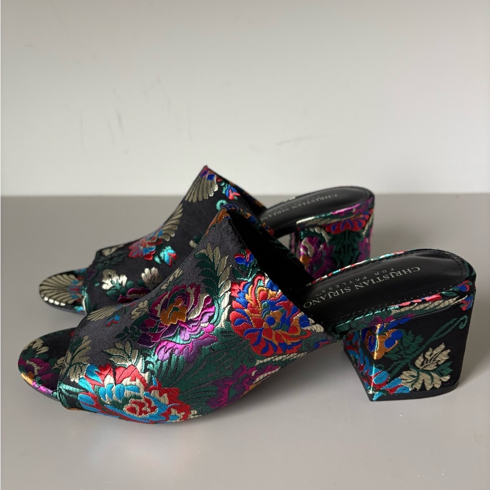 CHRISTIAN SIRIANO for Payless Brocade Chunky Satin Multicolor Open Toe Shoes - Picture 4 of 9